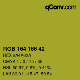 Color code: RGB 164 166 42 | qconv.com