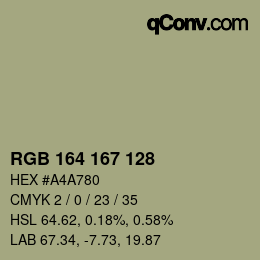カラーコード: RGB 164 167 128 | qconv.com