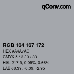 Color code: RGB 164 167 172 | qconv.com