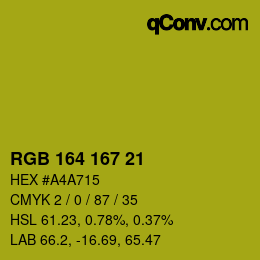 Color code: RGB 164 167 21 | qconv.com