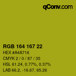 Color code: RGB 164 167 22 | qconv.com