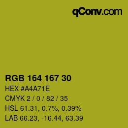 Color code: RGB 164 167 30 | qconv.com