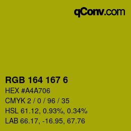 Color code: RGB 164 167 6 | qconv.com