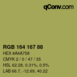 颜色代码: RGB 164 167 88 | qconv.com