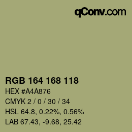 Farbcode: RGB 164 168 118 | qconv.com