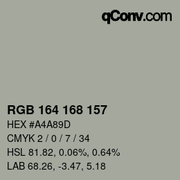 Código de color: RGB 164 168 157 | qconv.com