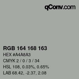 Color code: RGB 164 168 163 | qconv.com