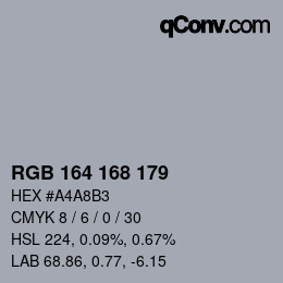 Farbcode: RGB 164 168 179 | qconv.com