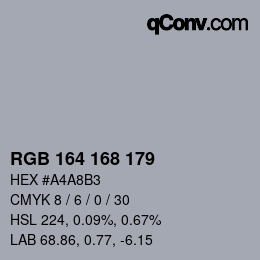 颜色代码: RGB 164 168 179 | qconv.com