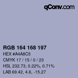 Color code: RGB 164 168 197 | qconv.com