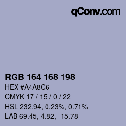 Color code: RGB 164 168 198 | qconv.com