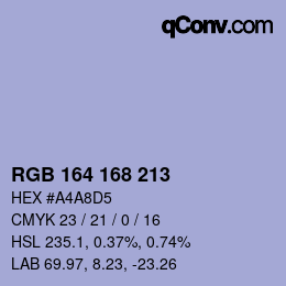 Color code: RGB 164 168 213 | qconv.com
