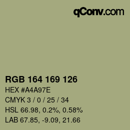 Código de color: RGB 164 169 126 | qconv.com