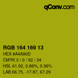 Color code: RGB 164 169 13 | qconv.com
