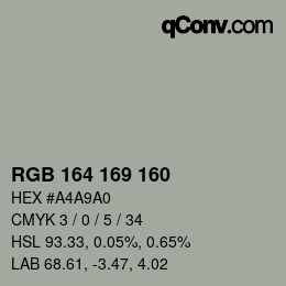 Color code: RGB 164 169 160 | qconv.com
