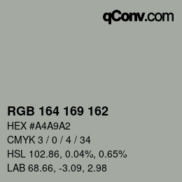 Color code: RGB 164 169 162 | qconv.com