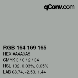 Color code: RGB 164 169 165 | qconv.com