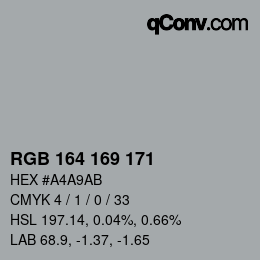 Color code: RGB 164 169 171 | qconv.com