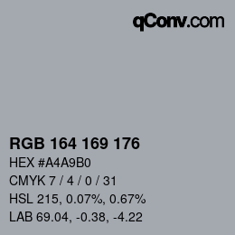 Color code: RGB 164 169 176 | qconv.com