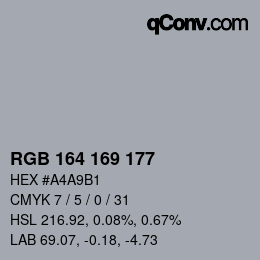 Farbcode: RGB 164 169 177 | qconv.com