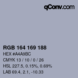 Color code: RGB 164 169 188 | qconv.com