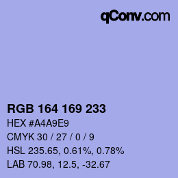 Color code: RGB 164 169 233 | qconv.com