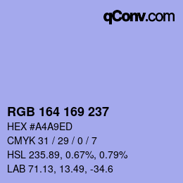 Color code: RGB 164 169 237 | qconv.com