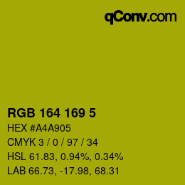 Color code: RGB 164 169 5 | qconv.com
