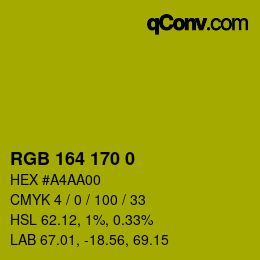 Color code: RGB 164 170 0 | qconv.com