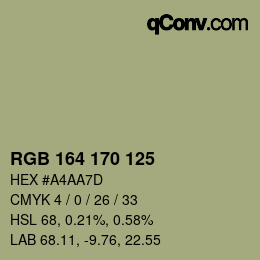 カラーコード: RGB 164 170 125 | qconv.com