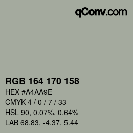 Color code: RGB 164 170 158 | qconv.com