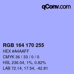 Color code: RGB 164 170 255 | qconv.com