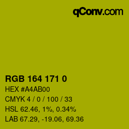 Color code: RGB 164 171 0 | qconv.com