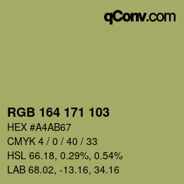 Color code: RGB 164 171 103 | qconv.com