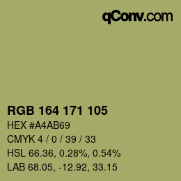 颜色代码: RGB 164 171 105 | qconv.com