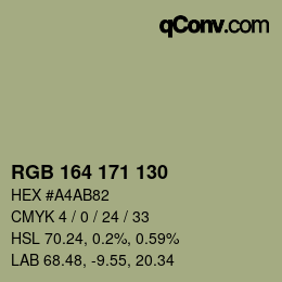カラーコード: RGB 164 171 130 | qconv.com