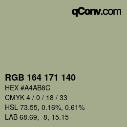 Color code: RGB 164 171 140 | qconv.com