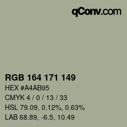 Color code: RGB 164 171 149 | qconv.com