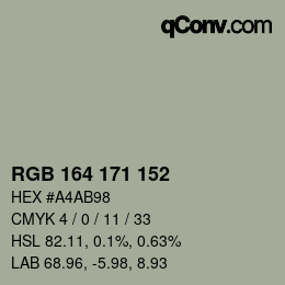 Color code: RGB 164 171 152 | qconv.com