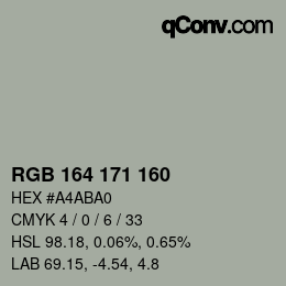 Color code: RGB 164 171 160 | qconv.com