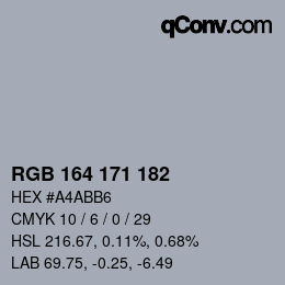 Color code: RGB 164 171 182 | qconv.com