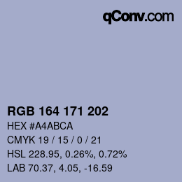 Color code: RGB 164 171 202 | qconv.com