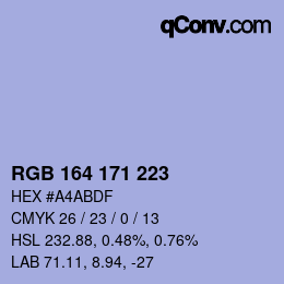 Color code: RGB 164 171 223 | qconv.com