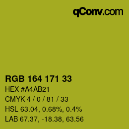 Color code: RGB 164 171 33 | qconv.com