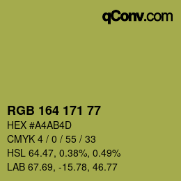 Color code: RGB 164 171 77 | qconv.com