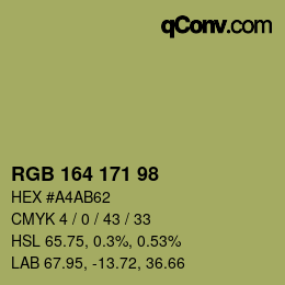 Color code: RGB 164 171 98 | qconv.com
