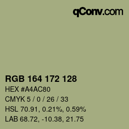 Código de color: RGB 164 172 128 | qconv.com