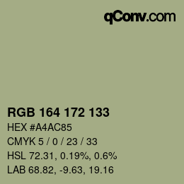 Color code: RGB 164 172 133 | qconv.com