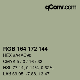 カラーコード: RGB 164 172 144 | qconv.com