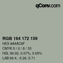 颜色代码: RGB 164 172 159 | qconv.com